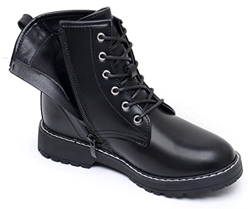 Blikcon Kids Girls Combat Ankle Boots Lace up Inner Zipper Fashion Booties (Little Kid/Big Kid)…4