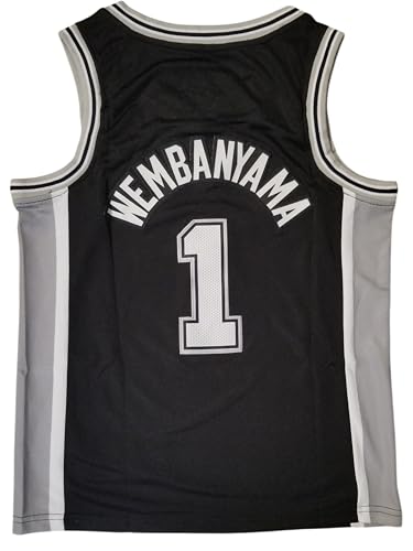 Victor Wembanyama Black Youth Basketball Jersey (US Alpha Medium Regular Black)