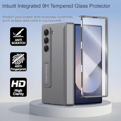 Image of Kapa Magnetic Hinge with Inbuilt Stand Case for Samsung Galaxy Z Fold 6 | Shockproof Stand Hybrid Bumper Back Cover (Grey)