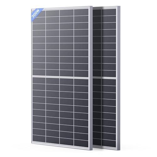 Callsun N-Type 16BB 400W Bifacial Solar Panel, 2Pcs 200 Watt Solar Panel 12V, 25% High Efficiency Monocrystalline PV Module,for RV Van Trailer Camper Marine Rooftop Home Off Grid (200w 2-Pack Silver)