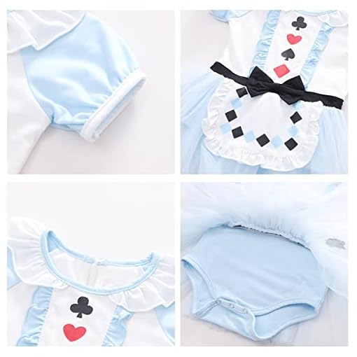 FMYFWY Baby Alice in Wonderland Romper Tutu Dress with Headband - Image 7