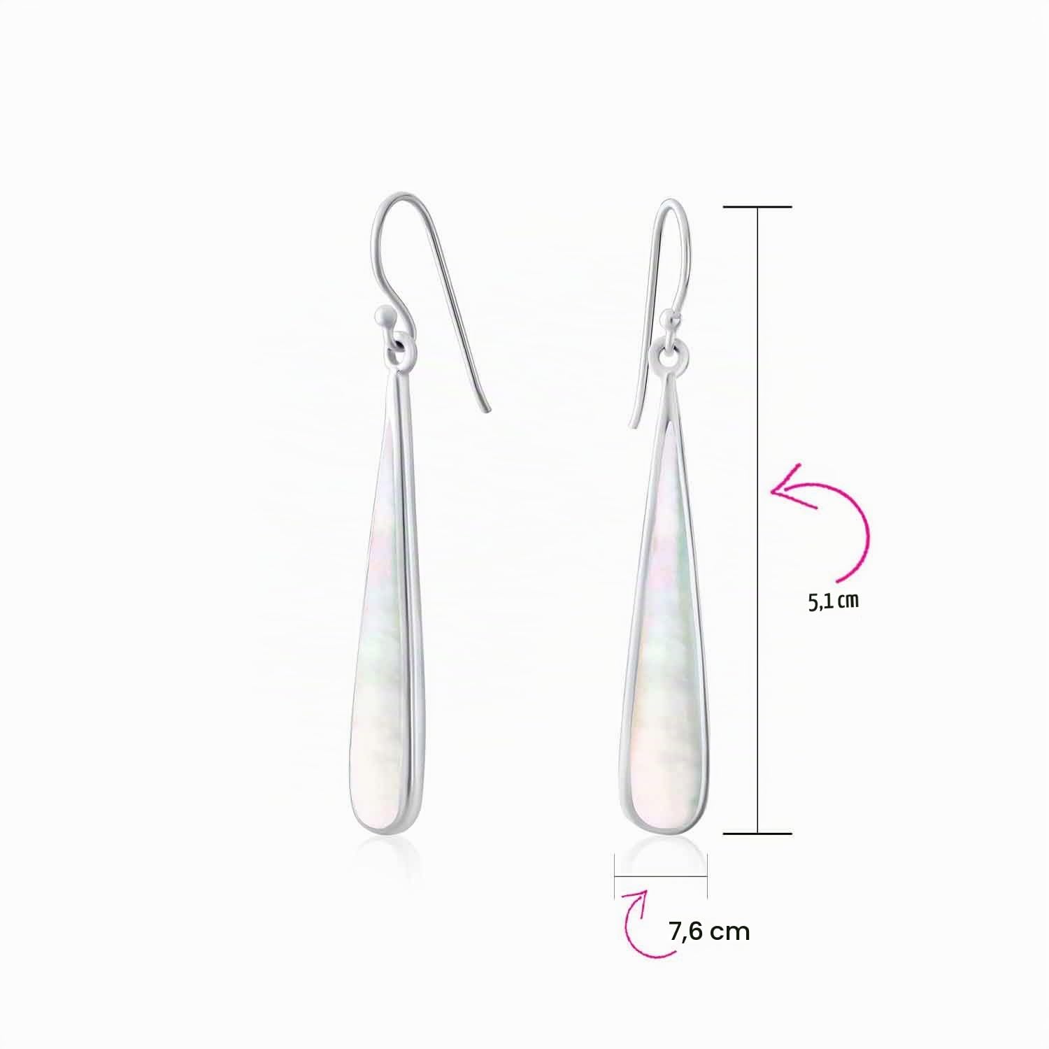 Pendientes colgantes en forma de lágrima plana larga con incrustaciones de piedras preciosas de moda boho simplista estilo occidental para mujeres adolescentes de plata esterlina .925 con gancho de