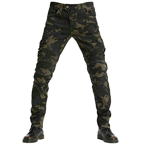 OFzimTo Pantaloni Moto Uomo, Slim Fit Elastico