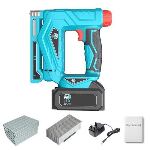 2-in-1 Cordless Nail Gun & Staple Gun, 18V Battery Powered Brad Nailer with 1000 Nails/Staples, Two Firing Modes, Electric Nail Gun for Woodworking, Upholstery, DIY