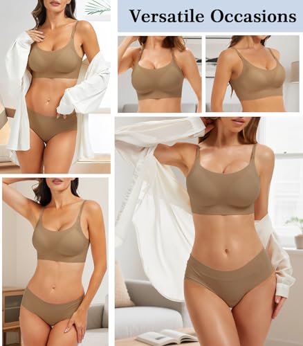 Image of Seamless Low Back Bra Wireless Padded Bralette Thin Straps Comfort Halter Backless Cross Multiway Convertible Bras