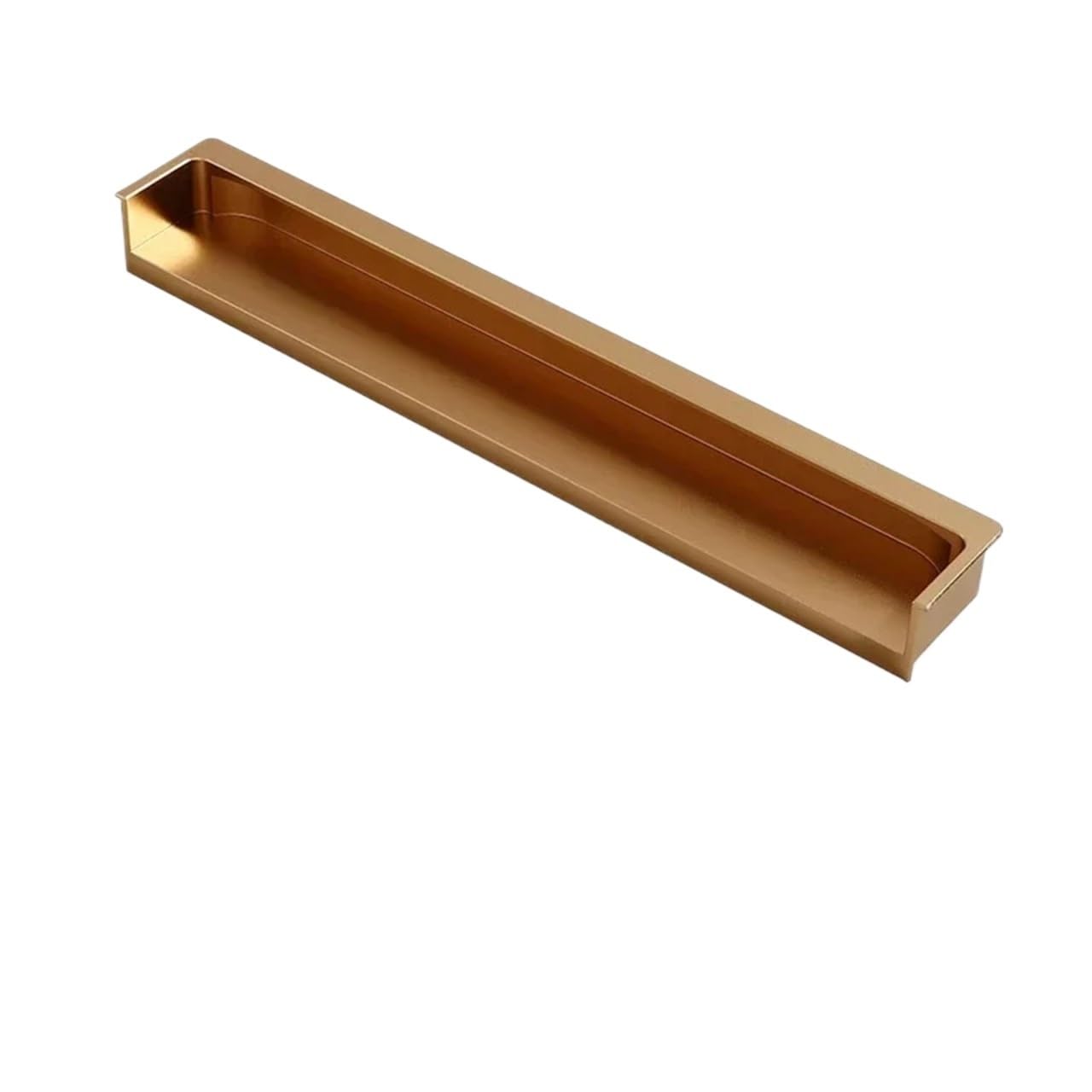 ATEUXOL Recessed Door Handles Drawer Door Cabinet Handle Skin Texture Slotted Embedded Same Color Dark Button(Brass Gold 200mm)
