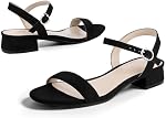 Ankis Femmes Nue Sandales Blanc Noir pour les femmes 1 Inch Dressy Sangle de cheville de sandale Bloc d'orteil ouvert Talon court Summer Classic Confortable Graduation Holiday Party Casual Chaussures plates 2026