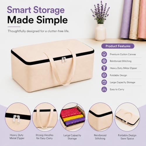 Image of Dustproof PVC Clothes Storage Bags | Foldable Saree & Suit Organizer with Zip | Transparent Wardrobe Organiser for Garments, Blankets, Sweaters (Canvas XXL)