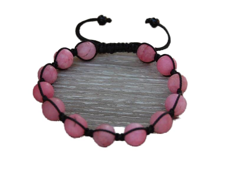 Bracelet agate rose perles 8mm cordon réglable lithothérapie LKBEADS