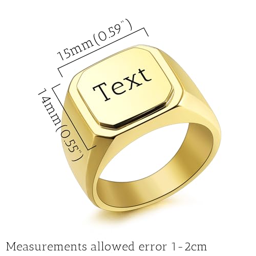 INBLUE Personalized Engraved Name/Initial Monogram Signet Ring for Men with Optional Size 7-15 Stainless Steel Letter Rings with Ring Size Adjusters Fashion Ring Jewelry for Anniversary Wedding - C4