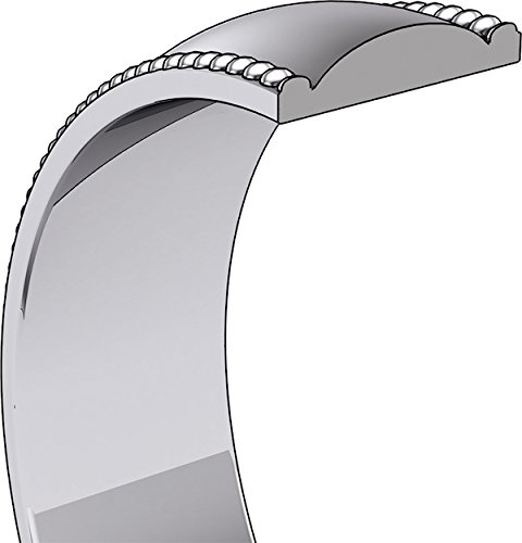 Mens 18K White Gold, Light Milgrain Wedding Band 3MM