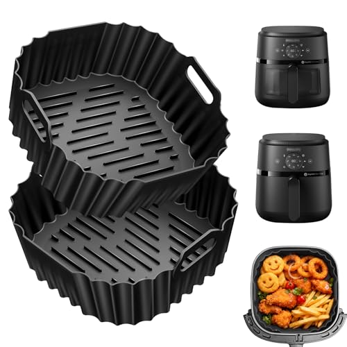 Teglie per Friggitrice ad Aria Piccola per Philips Airfryer Serie 2000 4,2L / 6,2L, 2 Pezzi Riutilizzabili Teglia in Silicone Contenitore Accessori Senza BPA, Lavabile in Lavastoviglie (NA229/NA230）