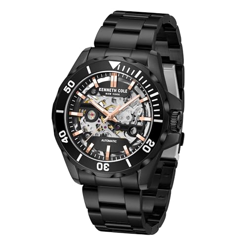 Image of Kenneth Cole Automatic Black Dial Black Stainless Steel Strap Watch for Men - KCWGY0046002MN