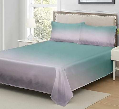 Image of Premium 7D Printed King Size Bedsheet Set with Pillow Covers Soft Cotton Blend Double Bedsheet for Home (Pillow Covers :18x28 inches Bedsheet :90x100 Green, Lavendar)