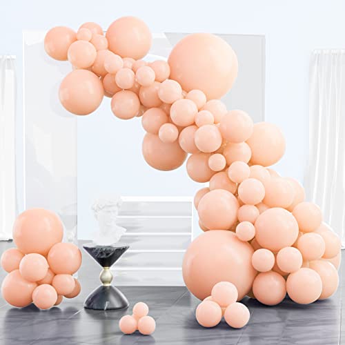 PartyWoo Pastel Orange Balloons, 102 pcs Pale Orange Balloons Different Sizes Pack of 18 Inch 12 Inch 10 Inch 5 Inch Peach Balloons for Balloon Garland as Baby Shower Party Decorations, Orange-Q02