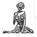 Nude Female Statue, Big Chest Busty Female Girl Statue, Kneeling Female Sculpture, Copper Body Girl, Silver Resin Crafts Decor, Sexy Body Sculpture Figurines, for Home Office Art Decoration, Silver