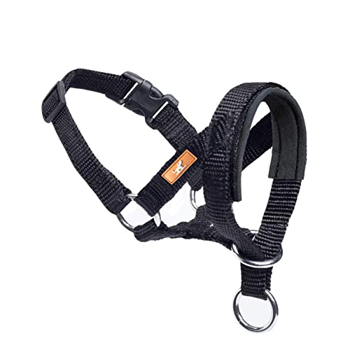 Dog Head Collar Fabric Padded Head Collar for Dogs to Prevent Pulling Adjustable Dog Head Harness (L Black)