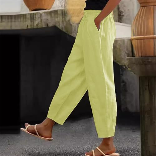 Linen Beach Pants Women Summer 2025 Trendy Casual High Waisted Pant Elastic Drawstring Trousers with Pockets2
