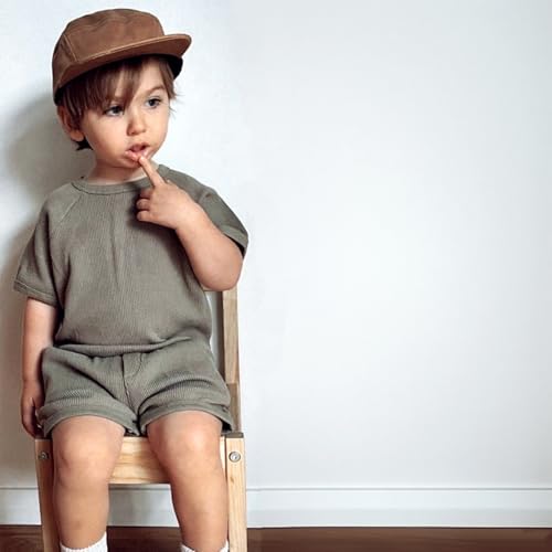4Piece Baby Boys Summer Set Toddler Cotton Outfits 2 Short-Sleeve Tops + 2 Shorts2
