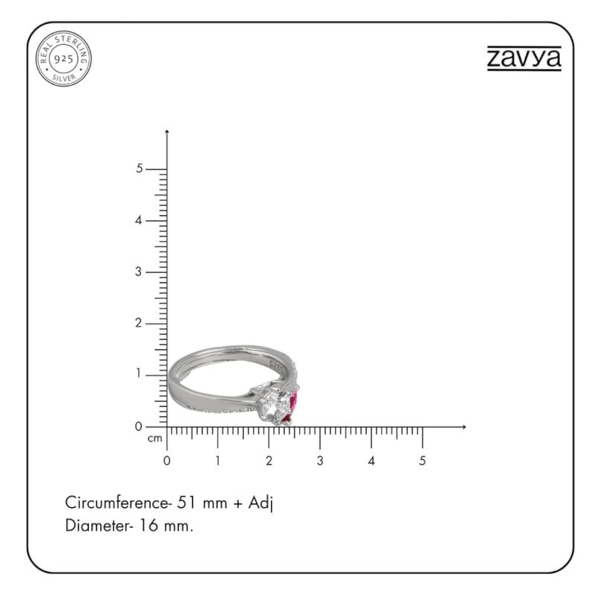 925 Silver Solitaire Rhodium Plated Ring with 925 Hallmark