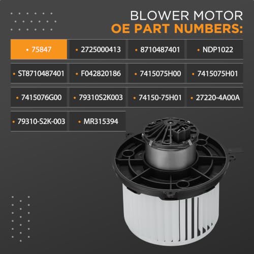 Image of HVAC Blower Motor 75847 Compatible with Acura 02-06 MDX, Compatible with Honda 03-08 Pilot, Heater Blower AC Fan for 272500-0413, 75847, 79310S2K003 A /C Blower Motor