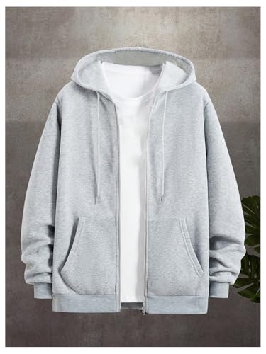 SHENHE Men's Drawstring Zip Up Hoodie Casual Drop Shoulder Hooded Sweatshirt with Pocket3
