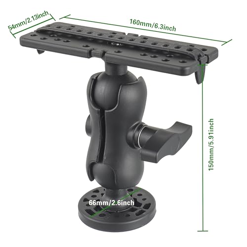 Image of Fish Finder Mount Base, Universal 360 Rotation Ball-Mount Fish Finder Bracket, Nylon & Stainless Steel Electronic Fish Finder Holder for Marine Boat Kayak Pontoon Canoe