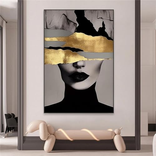 Art mural femme dorée grande image 60x80cm pour grand mur vide