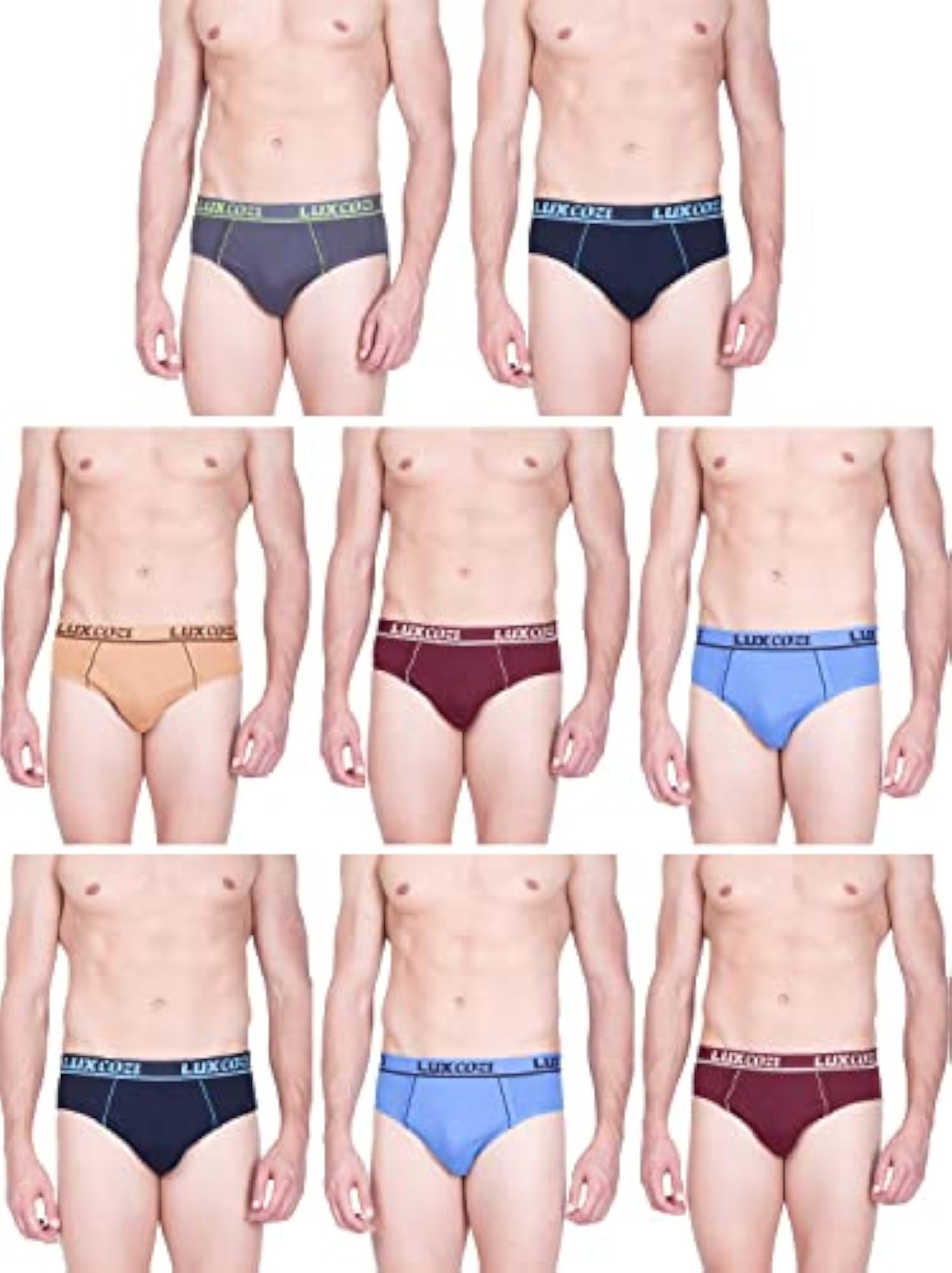 Cotton Assorted Solid/Plain Men's Brief, Pack of 8