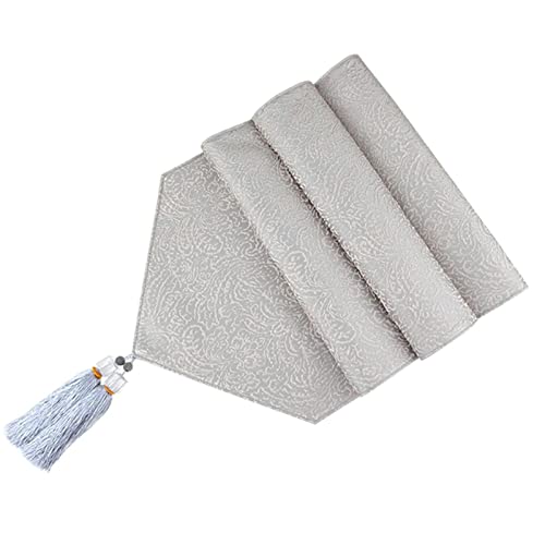 Chemin de table en coton gris clair 35x200 cm à motif géométrique
