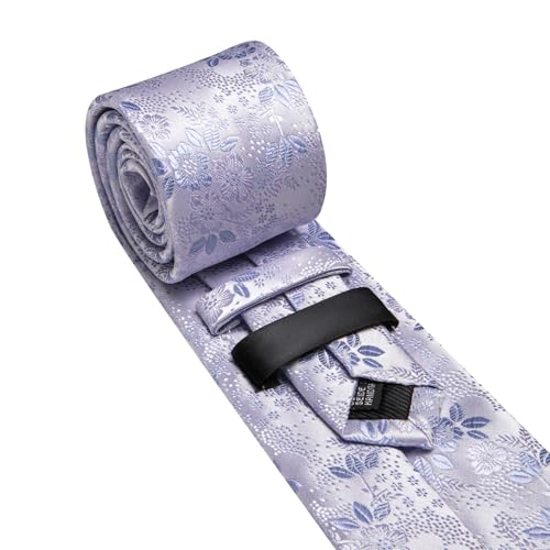 Image of Barry.Wang Flower Ties for Men Silk Woven Floral Tie Sets Necktie Handkerchief Cufflinks Wedding Party