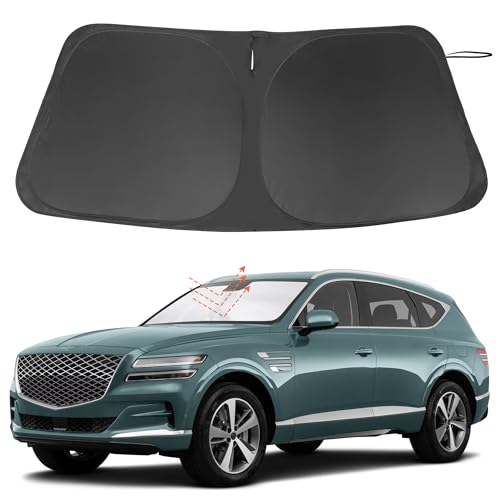 Image of Windshield Sun Shade Custom Fit for 2021 2022 2023 2024 2025 2026 Genesis GV80 Accessories Foldable Sunshade Sun Blocker Protect Car from Sun Rays & Heat Damage Keep Car Cooler
