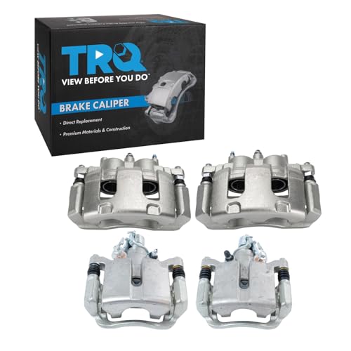 Image of TRQ Front and Rear Brake Caliper Set Zinc Coated Brackets Compatible with 2011-2013 Chevrolet Impala