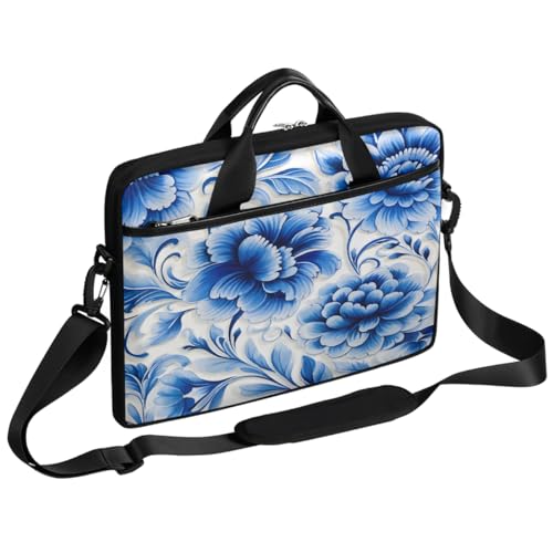 Bolsa para laptop con patrón floral azul 15 pulgadas miniatura 1