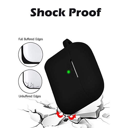 Image of GRIPP Rubon Silicone Case with Carabiner for AirPods Pro (1st Generation), 360 Shock Protection, Precise Cutout, Wireless Charging Support, Durable & Stylish - Black