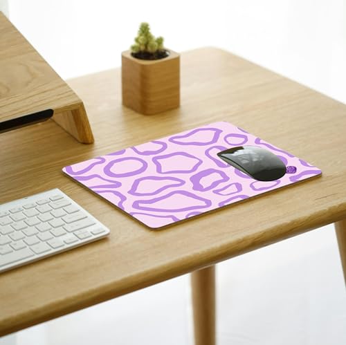 Image of Cute Purple Leopard Print Mouse Pad for Laptop & Computer | 9 x 7.5 Inch | 3mm Thick Non-Slip Rubber Base Mousepad | Smooth Surface for Office, Home & Gaming