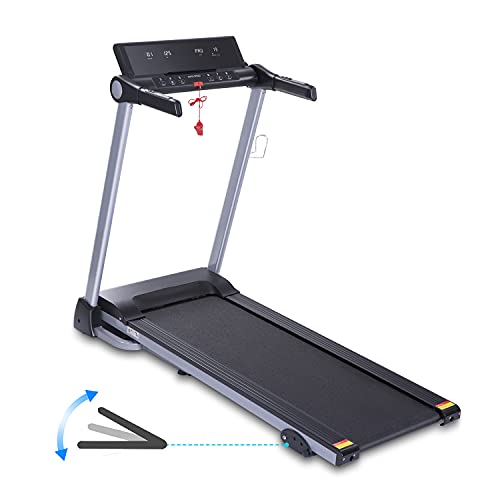 Electric Treadmill Foldable Running Machine 8.5 MPH Max Speed & 15 PreSet Programs Easy Assembly with Adjustable Display Panel 3-Level Manual Incline Convenient Tablet Stand for Home Use