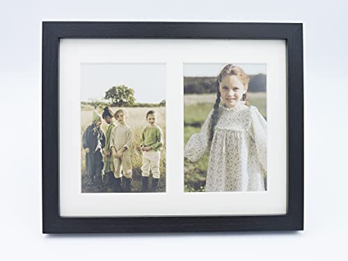 Bilderrahmen mit Passepartout für Fotos 10 x 15 cm für Tisch oder Wand (2 Fotos, Schwarz) Cover