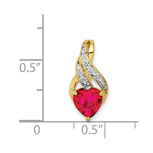 Diamond Pendant Charm 14K Yellow Gold Fine Gemstone Jewelry Ruby Lab Created Diamond 0.01ct 1.15ct4