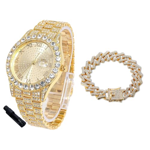 Montre Diamants Iced Out Halukakah à cadran 42 mm pour un look urbain quotidien