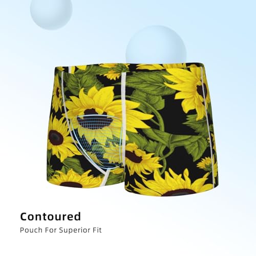 Boys' Cotton Boxer Brief Soft Underwear-Sunflowers In Vintage4