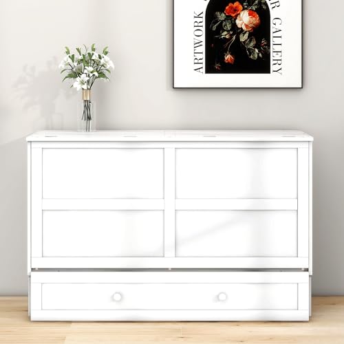 Generisch Mobiles Schrankbett 140x200 cm Mit 2 Schubladen & Regalen | Platzsparendes Klappbett Aus Kiefernholz & MDF | Staufähiges Wandbett Mit 180 kg Tragkraft – Bild 5