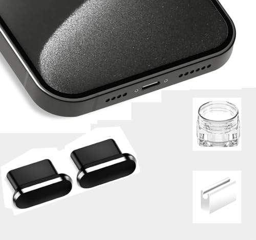 Image of Mizi [2 Pack] USB-C Metal Anti Dust Plug Cover, Protect Charging Port from Dust and Moist with Storage Box and Cable Clip Holder for iPhone 15 /16 /17Series - Black