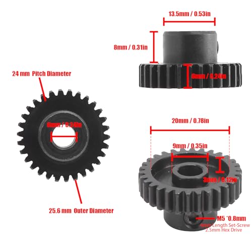 Zahnrad 30 Zähne aus Stahl – Stirnrad mit Modul 0,8 und 6 mm D-Bohrung, robustes Metall-Zahnrad für Modellbau, Industrie & Maschinen, Ersatzteil