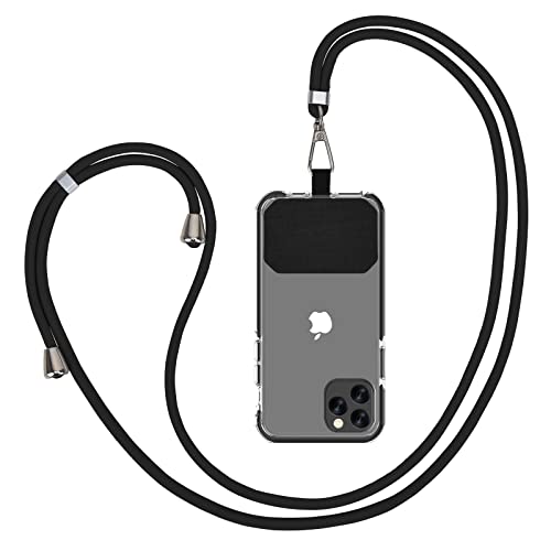 Qunfa Universal Phone Chain Lanyard, verstellbare, abnehmbare Smartphone-Kette, kompatibel mit jeder Handyh&uuml;llen-Kombination, kompatibel mit jedem Handy und Smartphone(schwarz).