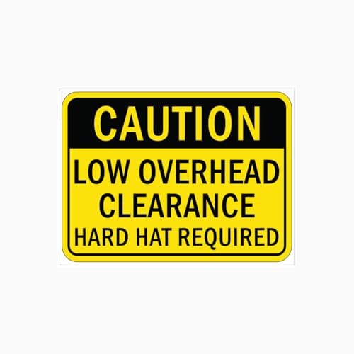 CAUTION LOW OVERHEAD CLEARANCE HARD HAT REQUIRED SIGN Workplace Signs Metal Tin Sign 8 x 12 inch
