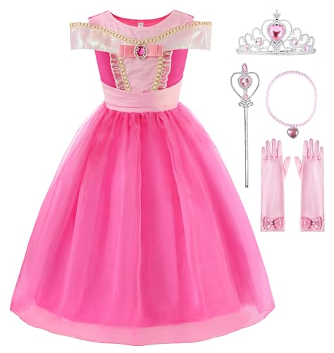 ReliBeauty Girls Drop Shoulder Princess Costume Dress up with Accessories, 110