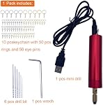 USB Mini Ensemble de perceuses électriques pour outil rotatif en aluminium résine avec 6 Kit d'épingle électrique pour micro-ondes DIY Projets de forage Fabrication d'artisanats à porte-clés (rouge, presse-perceuses)