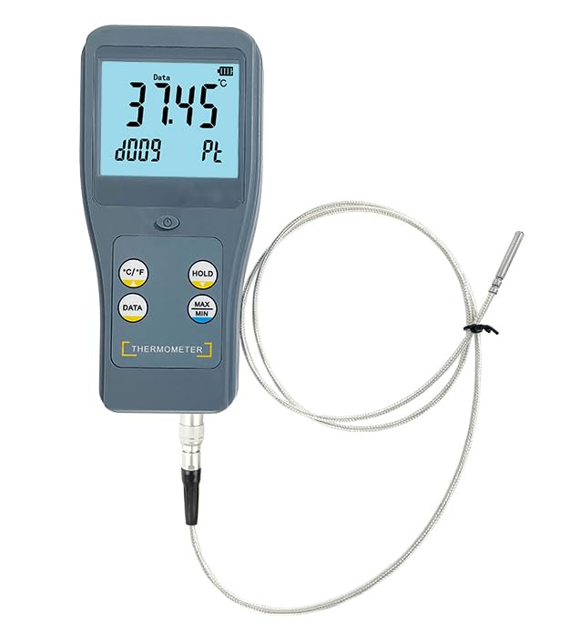 Platinum Resistance Thermometer RTD Thermometer with Measuring Range -200~500°C (-328~932°F) (Depend On Probe) Accuracy ±0.1°C 99 Groups Data Storage Maximium, Minimum Function