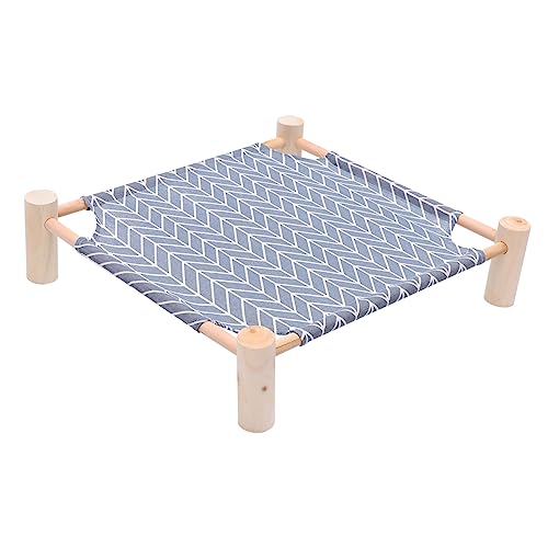 EXAOMBLE シー木製フレーム ペット用四足ベッド 耐久性のあるコッ生地 使用 取り外し可能なペットハウス 猫や小型犬用 寝床 オフグラウンド設計で湿気や汚れ防止